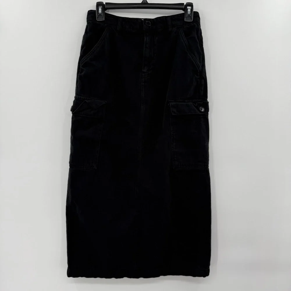 Reformation Maggi Cargo‎ Midi Skirt Size 26 black